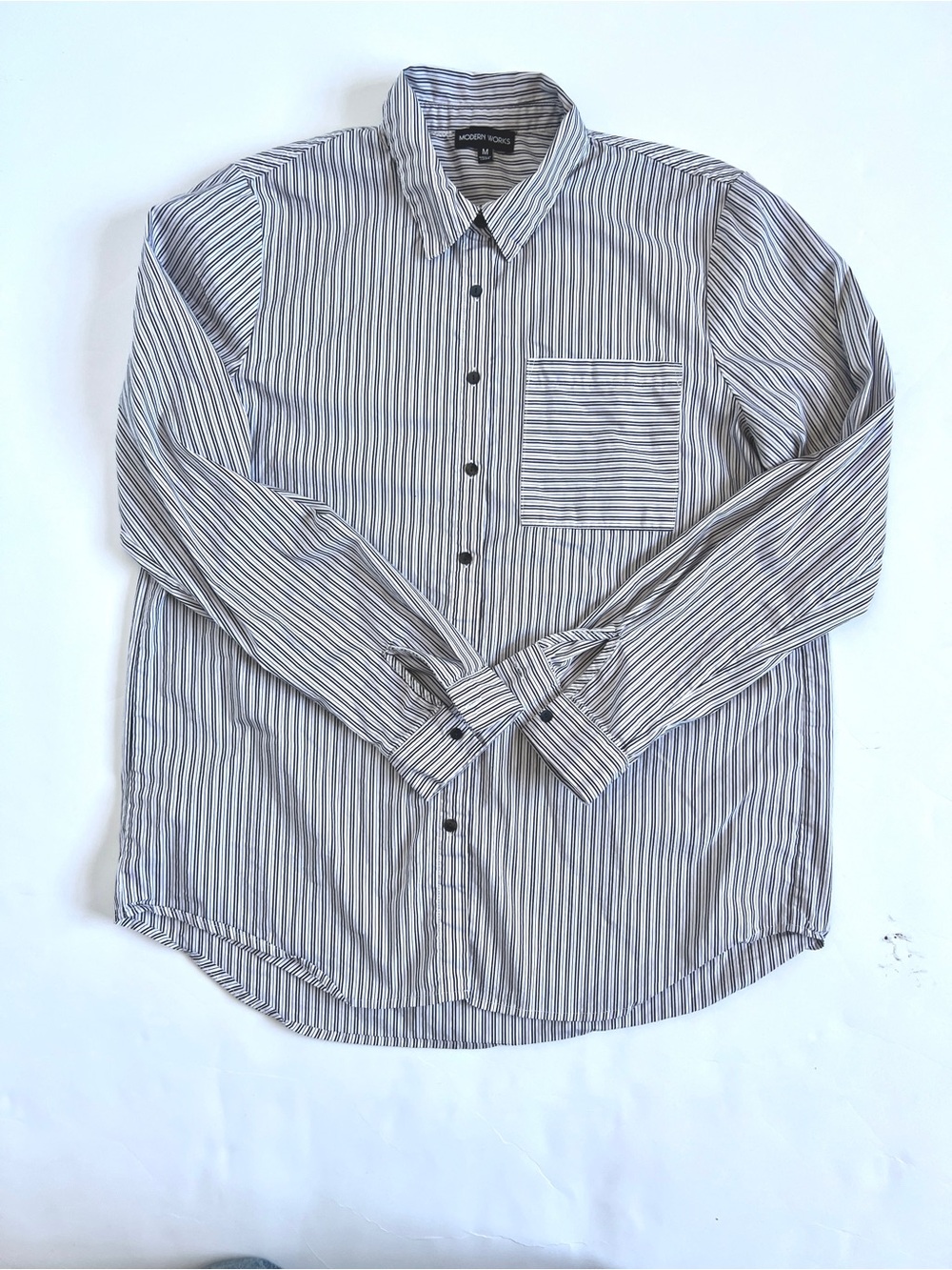 Modern Works Women's Striped Button-Down Shirt - White & Black